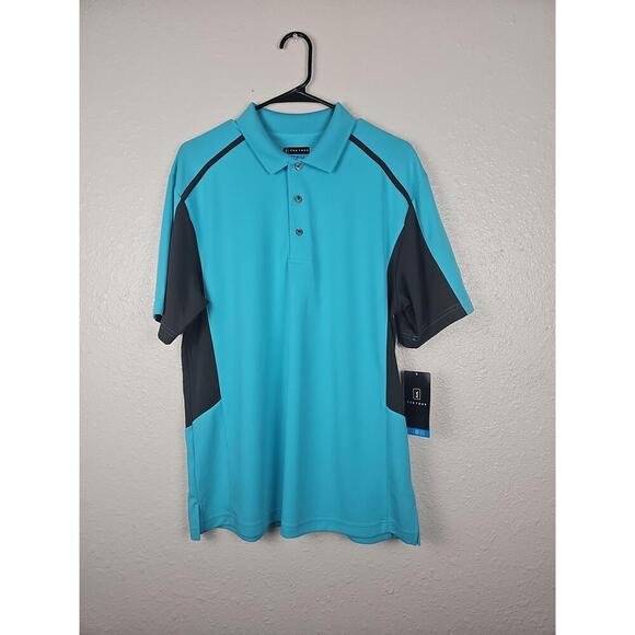 NWT PGA Tour Mens Airflux Blue Curacao Polo Shirt Medium - Picture 1 of 8